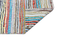 Girit Beige Striped Wool Handmade Area Rug 6'0" x 7'11"