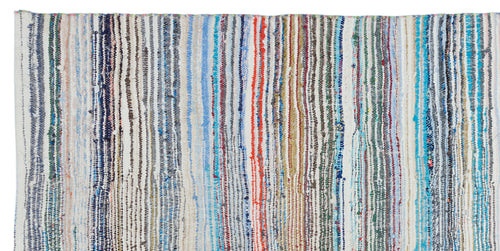 Girit Beige Striped Wool Handmade Area Rug 6'0" x 7'11"