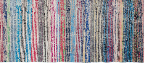 Girit Beige Striped Wool Handmade Area Rug 5'3" x 8'8"