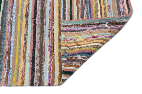 Girit 31951 Beige Striped Wool Handmade Area Rug 5'1" x 7'10"