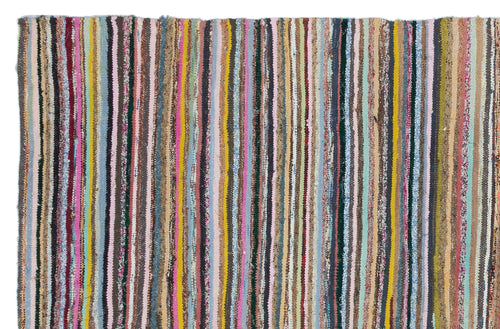 Girit 31951 Beige Striped Wool Handmade Area Rug 5'1" x 7'10"