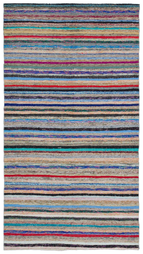 Girit 31952 Multy Striped Wool Handmade Area Rug 5'3" x 9'5"