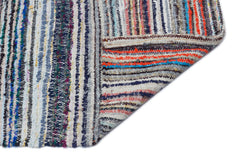 Girit Beige Striped Wool Handmade Area Rug 5'8" x 9'5"