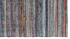 Girit Beige Striped Wool Handmade Area Rug 5'8" x 9'5"