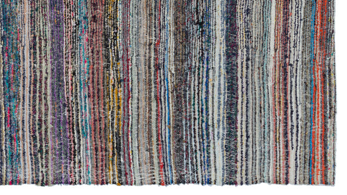 Girit Beige Striped Wool Handmade Area Rug 5'8" x 9'5"