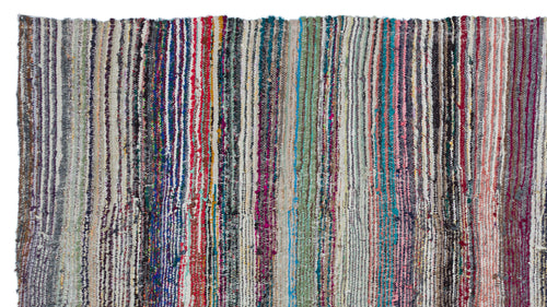 Girit Beige Striped Wool Handmade Area Rug 5'8" x 9'5"