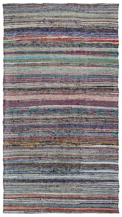 Girit Beige Striped Wool Handmade Area Rug 5'8" x 9'5"