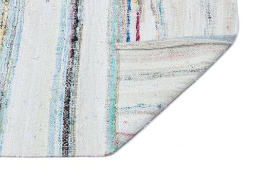 Girit Beige Striped Wool Handmade Area Rug 4'11" x 8'0"