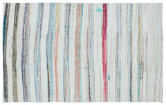 Girit Beige Striped Wool Handmade Area Rug 4'11" x 8'0"