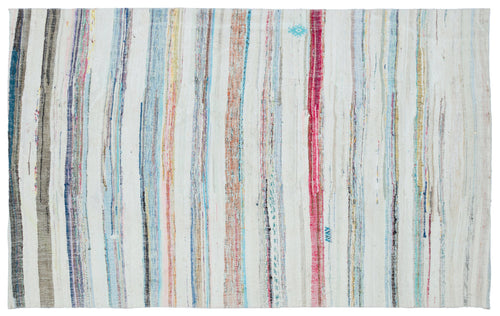 Girit Beige Striped Wool Handmade Area Rug 4'11" x 8'0"