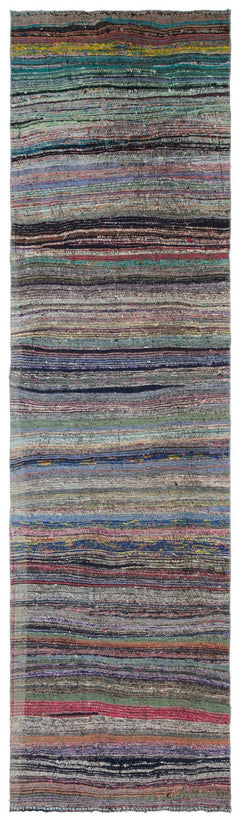 Girit Beige Striped Wool Handmade Area Rug 5'7" x 7'9"