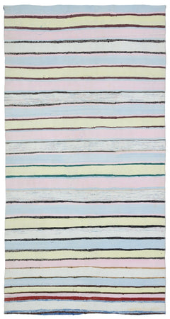 Girit 31961 Beige Striped Wool Handmade Area Rug 5'10" x 9'4"