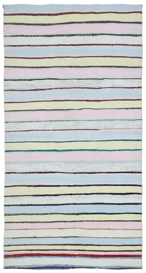 Girit 31961 Beige Striped Wool Handmade Area Rug 5'10" x 9'4"