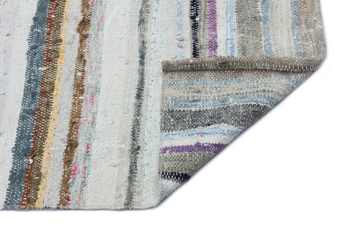 Girit 31962 Beige Striped Wool Handmade Area Rug 4'11" x 10'1"