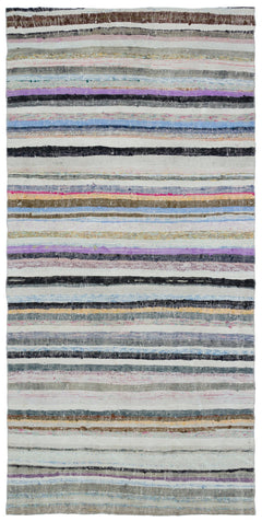 Girit 31962 Beige Striped Wool Handmade Area Rug 4'11" x 10'1"