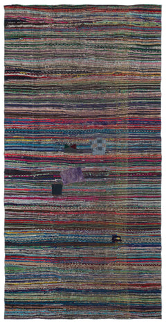 Girit Beige Striped Wool Handmade Area Rug 5'6" x 10'10"