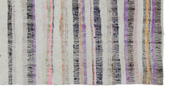 Girit Beige Striped Wool Handmade Area Rug 4'2" x 8'4"