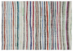 Girit 31972 Beige Striped Wool Handmade Area Rug 5'3" x 8'2"