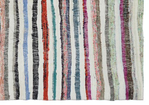 Girit 31972 Beige Striped Wool Handmade Area Rug 5'3" x 8'2"