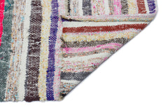 Girit Beige Striped Wool Handmade Area Rug 5'3" x 9'4"