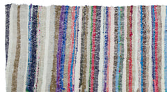 Girit Beige Striped Wool Handmade Area Rug 5'3" x 9'4"