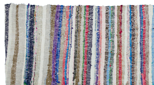 Girit Beige Striped Wool Handmade Area Rug 5'3" x 9'4"