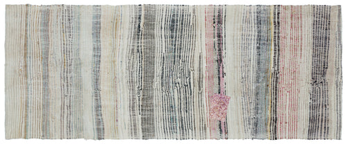 Girit Beige Striped Wool Handmade Area Rug 4'0" x 10'0"