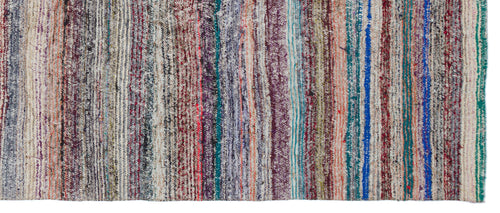 Girit Beige Striped Wool Handmade Area Rug 4'2" x 10'2"