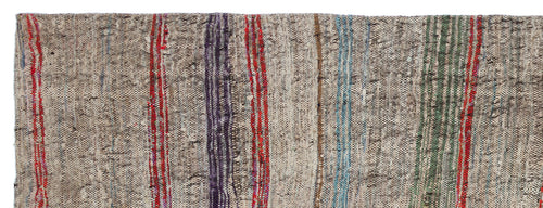 Girit Brown Striped Wool Handmade Area Rug 4'0" x 10'6"