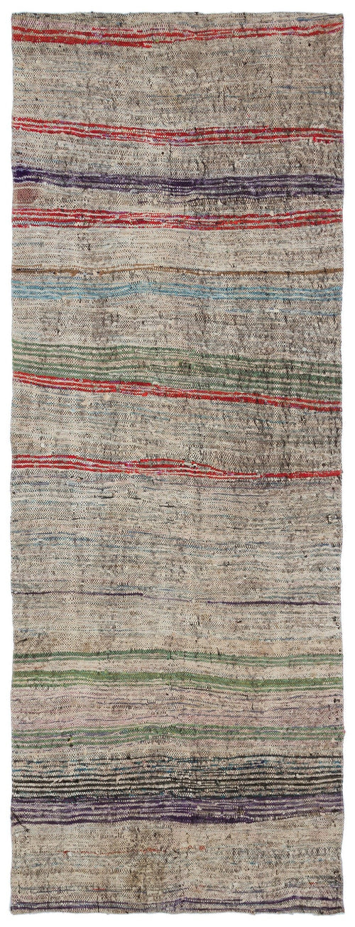 Girit Brown Striped Wool Handmade Area Rug 4'0" x 10'6"