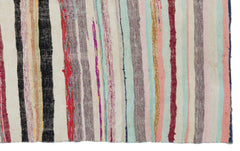 Girit Beige Striped Wool Handmade Area Rug 5'2" x 8'6"