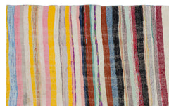 Girit Beige Striped Wool Handmade Area Rug 5'2" x 8'6"