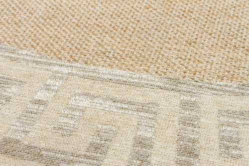 Round Cotton Kilim - Beige Geometric Modern Kilim Carpet | Non Slip Flatweave Rug
