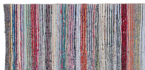 Girit Beige Striped Wool Handmade Area Rug 4'9" x 9'0"