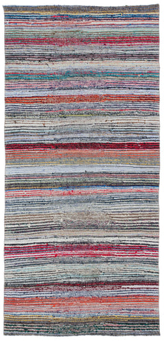 Girit Beige Striped Wool Handmade Area Rug 4'9" x 9'0"
