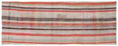 Girit Beige Striped Wool Handmade Area Rug 3'5" x 8'11"