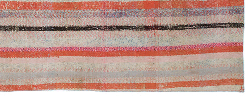 Girit Beige Striped Wool Handmade Area Rug 3'5" x 8'11"