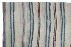 Girit Beige Striped Wool Handmade Area Rug 5'5" x 8'4"