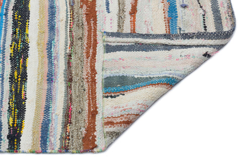 Girit Beige Striped Wool Handmade Area Rug 5'5" x 9'1"