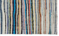 Girit Beige Striped Wool Handmade Area Rug 5'5" x 9'1"