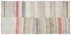 Girit Beige Striped Wool Handmade Area Rug 5'4" x 8'4"