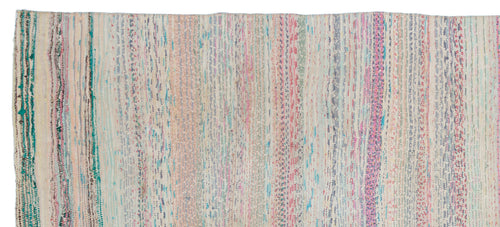 Girit Beige Striped Wool Handmade Area Rug 4'9" x 10'9"