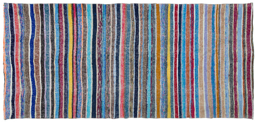 Girit Beige Striped Wool Handmade Area Rug 5'3" x 11'5"