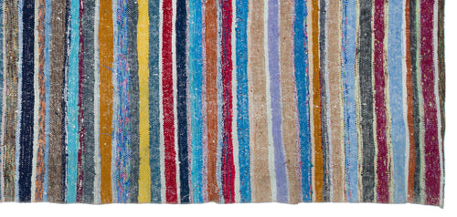 Girit Beige Striped Wool Handmade Area Rug 5'3" x 11'5"