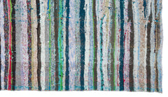 Girit Beige Striped Wool Handmade Area Rug 4'10" x 8'8"