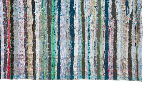 Girit Beige Striped Wool Handmade Area Rug 4'10" x 8'8"