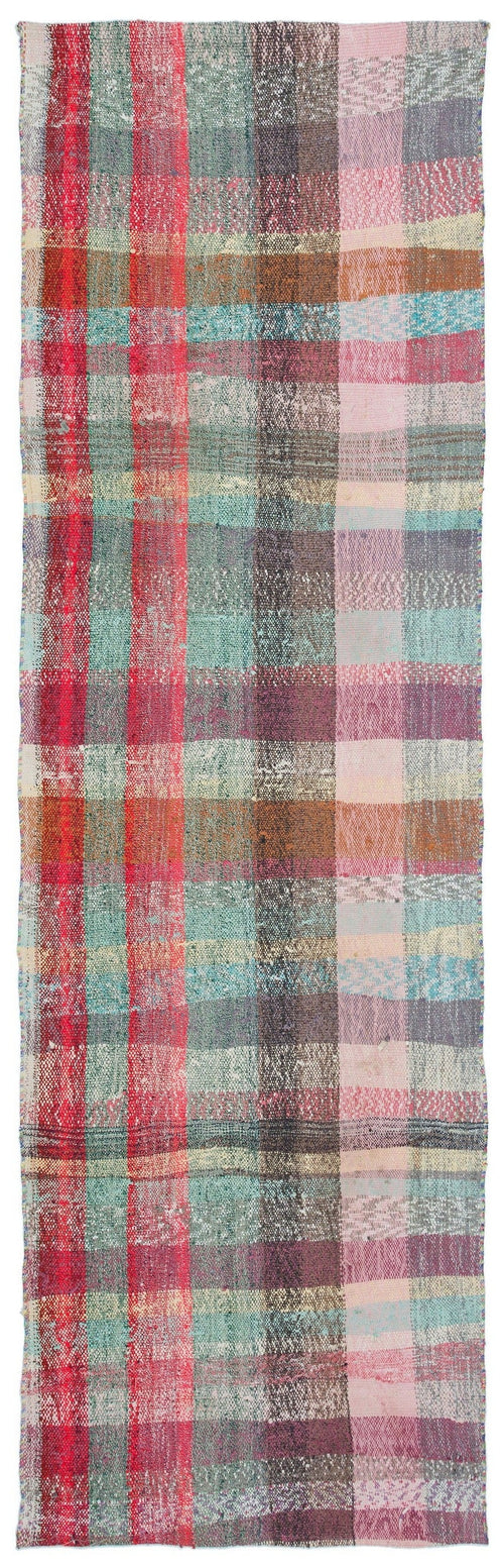 Girit Beige Striped Wool Handmade Area Rug 2'10" x 9'4"