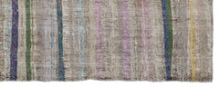 Girit Grey Striped Wool Handmade Area Rug 3'5" x 9'0"