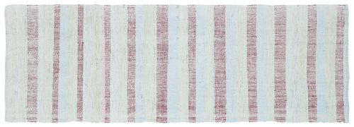 Girit Beige Striped Wool Handmade Area Rug 2'11" x 8'7"