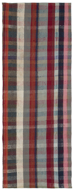 Girit Grey Striped Wool Handmade Area Rug 3'3" x 8'10"